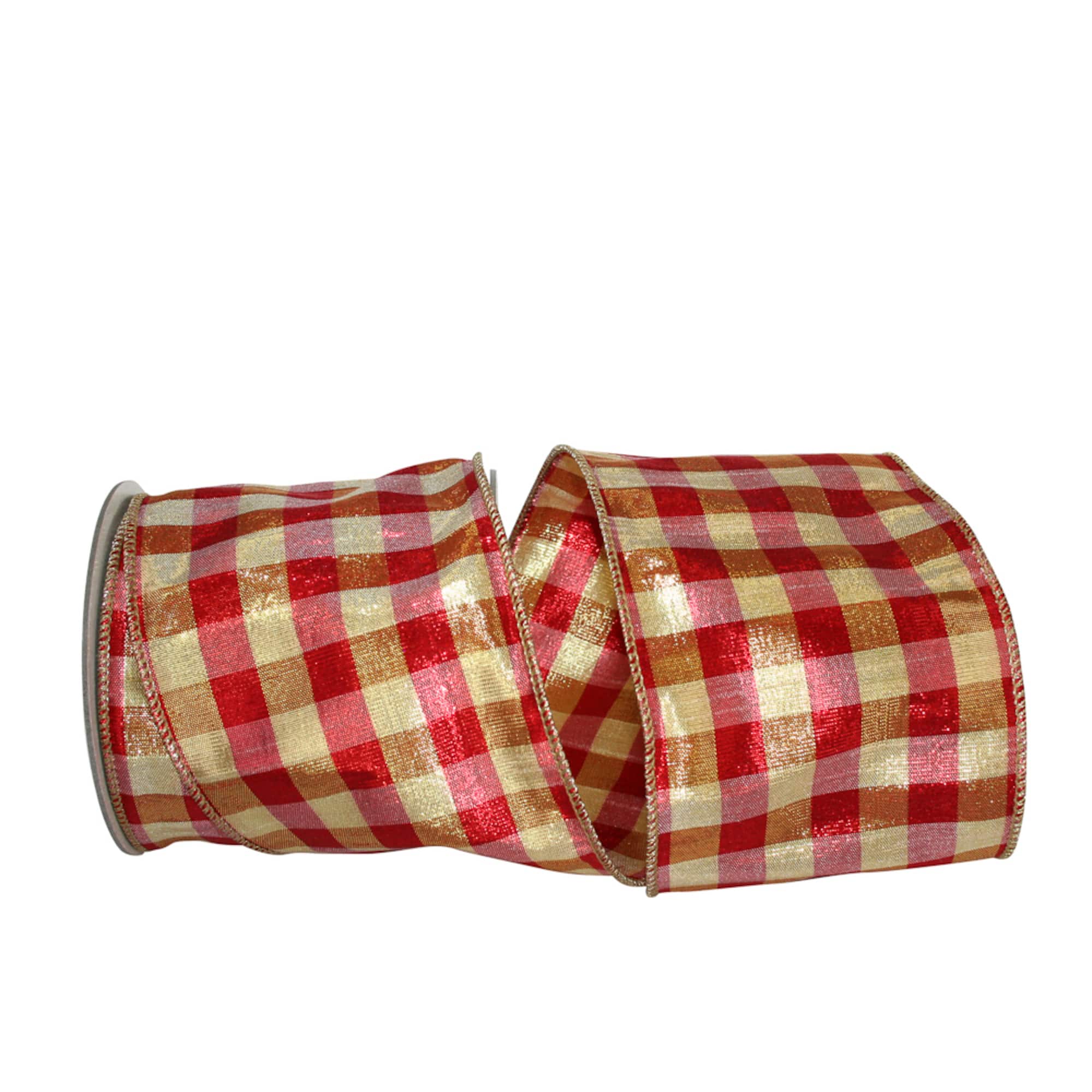 JAM Paper 4" x 10yd. Metallic Wired Lame Gingham Check Dupioni Ribbon